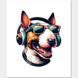 Bull Terrier as Smiling DJ in Japanese Art Style Posters and Art